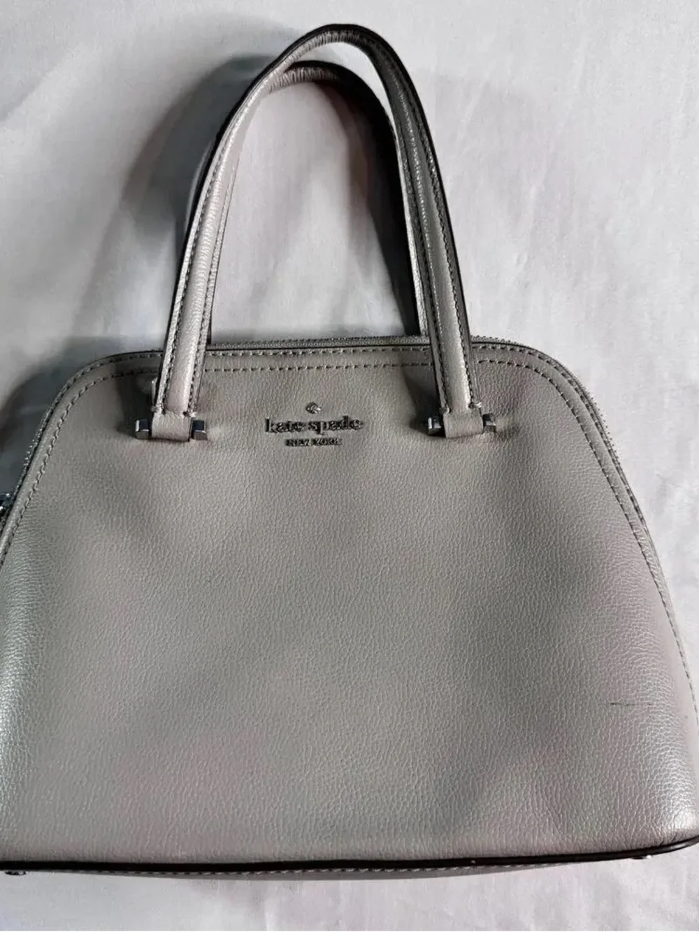 kate spade light gray leather dome satchel